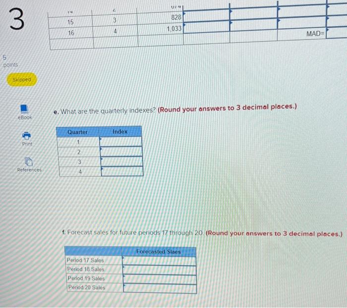 Solved 3 Using The Following Time Series Data, Respond To 