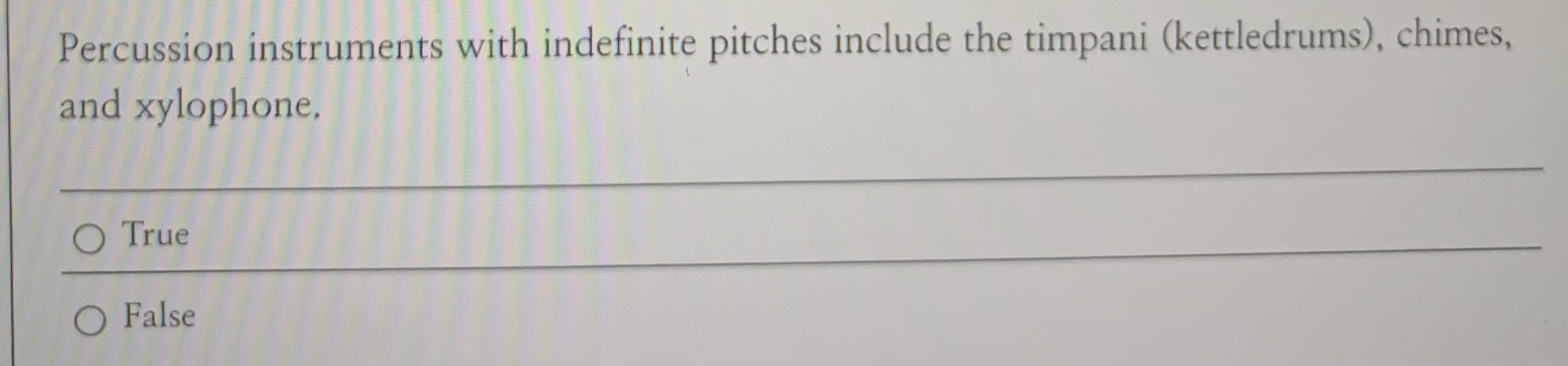 Solved Percussion instruments with indefinite pitches