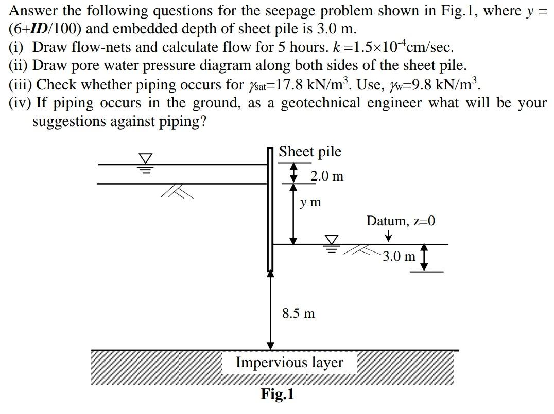 Solved Answer the following questions for the seepage | Chegg.com
