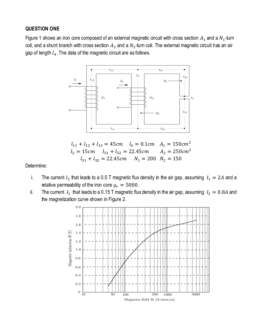 Solved QUESTION ONEFigure 1 ﻿shows an iron core composed of | Chegg.com