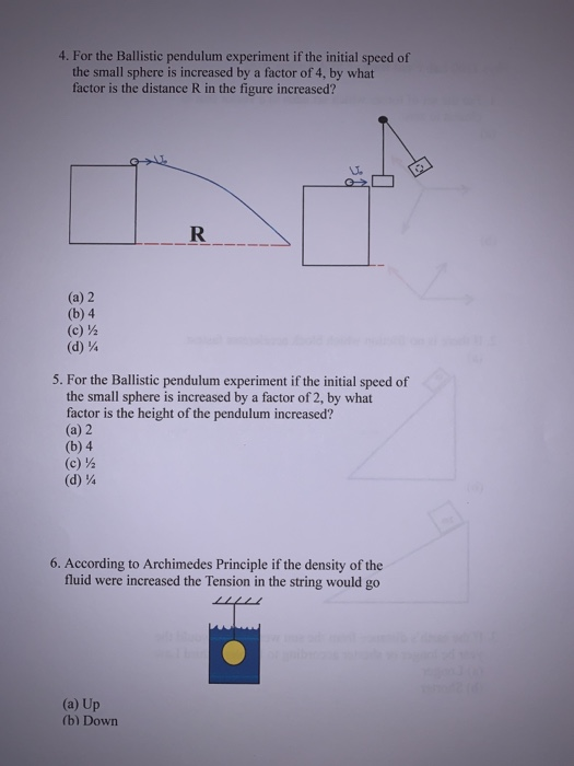 Solved 4) For the Ballistic pendulum experiment if the | Chegg.com