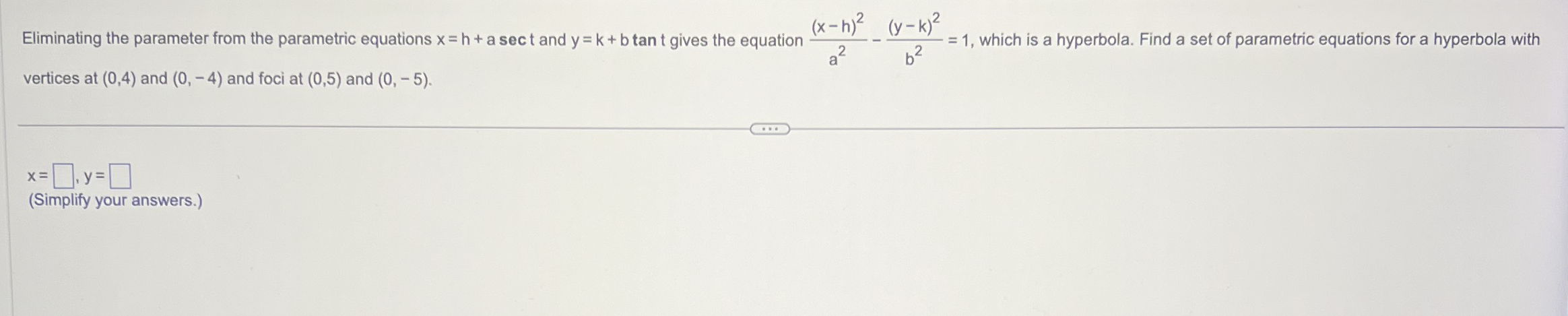 Solved Eliminating the parameter from the parametric | Chegg.com
