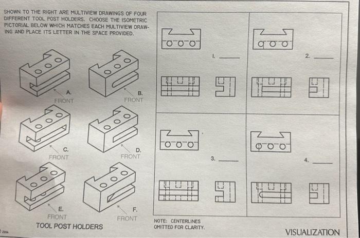 Solved SHOWN TO THE RIGHT ARE MULTIVIEW DRAWINGS OF FOUR | Chegg.com