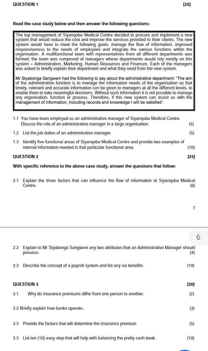 Solved QUESTION 1 [25] Read the case study below and then | Chegg.com