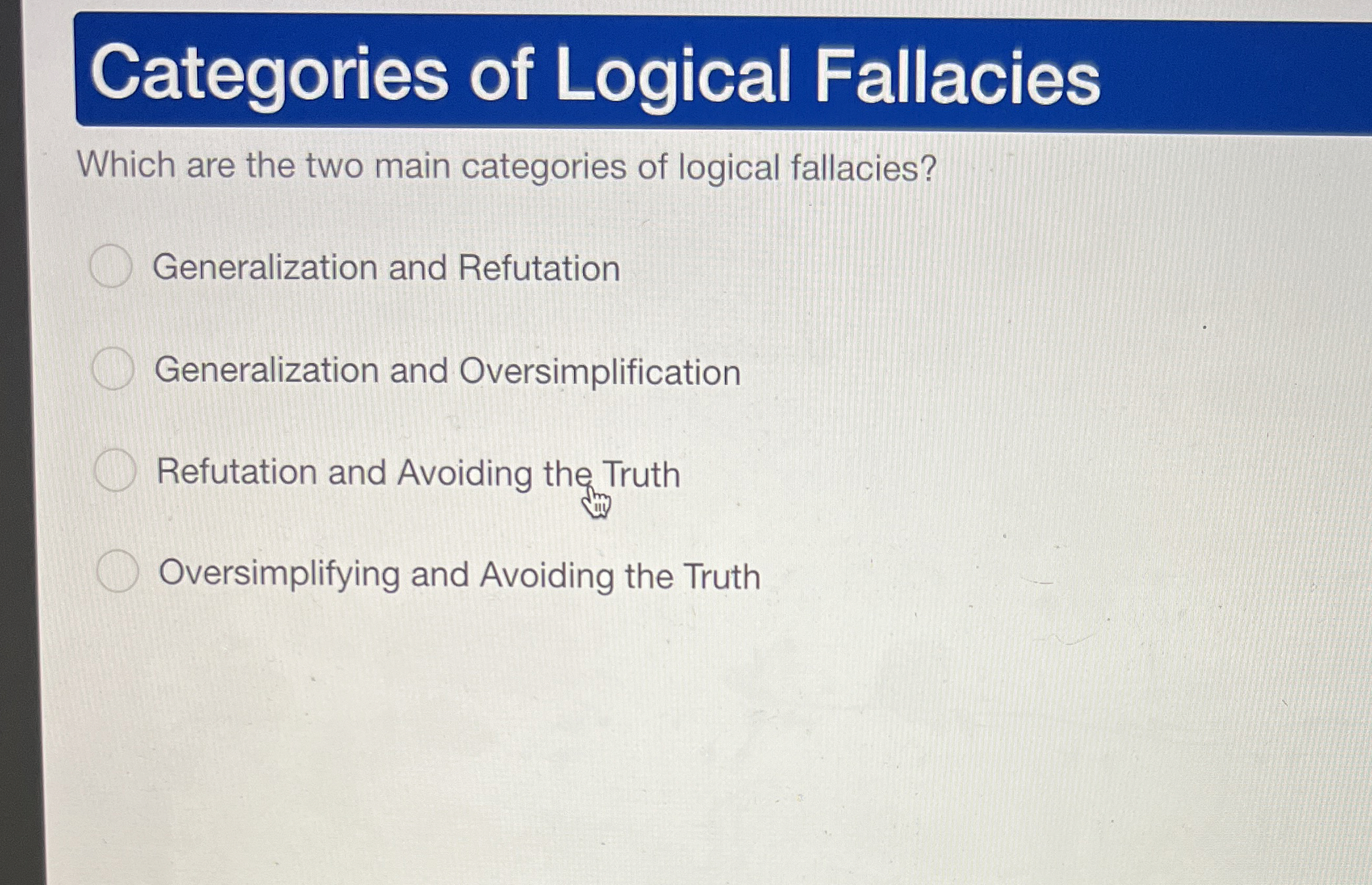 Solved Categories of Logical FallaciesWhich are the two main | Chegg.com