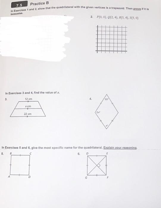 Solved 7.5 Practice B On Exercises 1 And 2 Show That The | Chegg.com