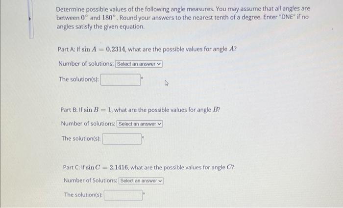 Solved Determine Possible Values Of The Following Angle | Chegg.com