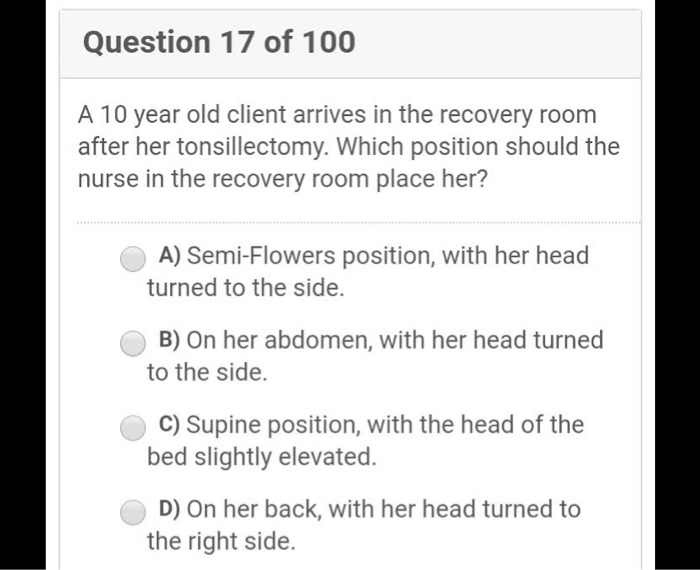 Solved Question 11 of 100 The nurse is caring for a | Chegg.com