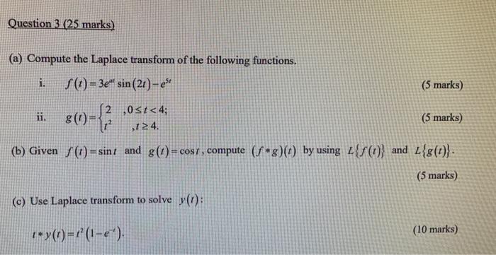 Solved A Compute The Laplace Transform Of The Following