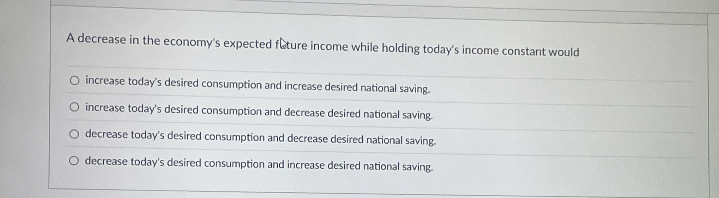 Solved A decrease in the economy's expected flature income | Chegg.com