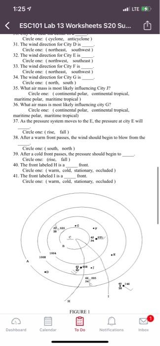 Solved Part 3. Weather maps Use Figure 1 on page 4 of this | Chegg.com