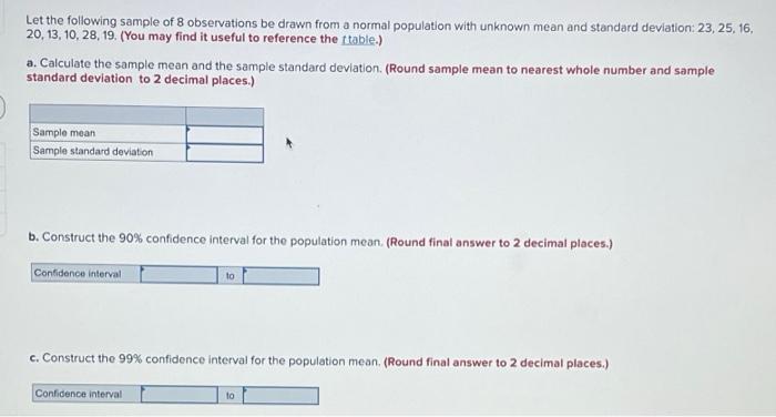 Solved Let the following sample of 8 observations be drawn | Chegg.com