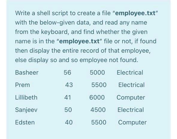 Solved Write a shell script to create a file 