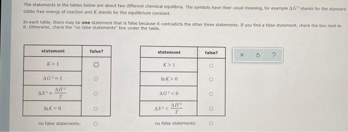 Solved in each table there may be one statement that is | Chegg.com