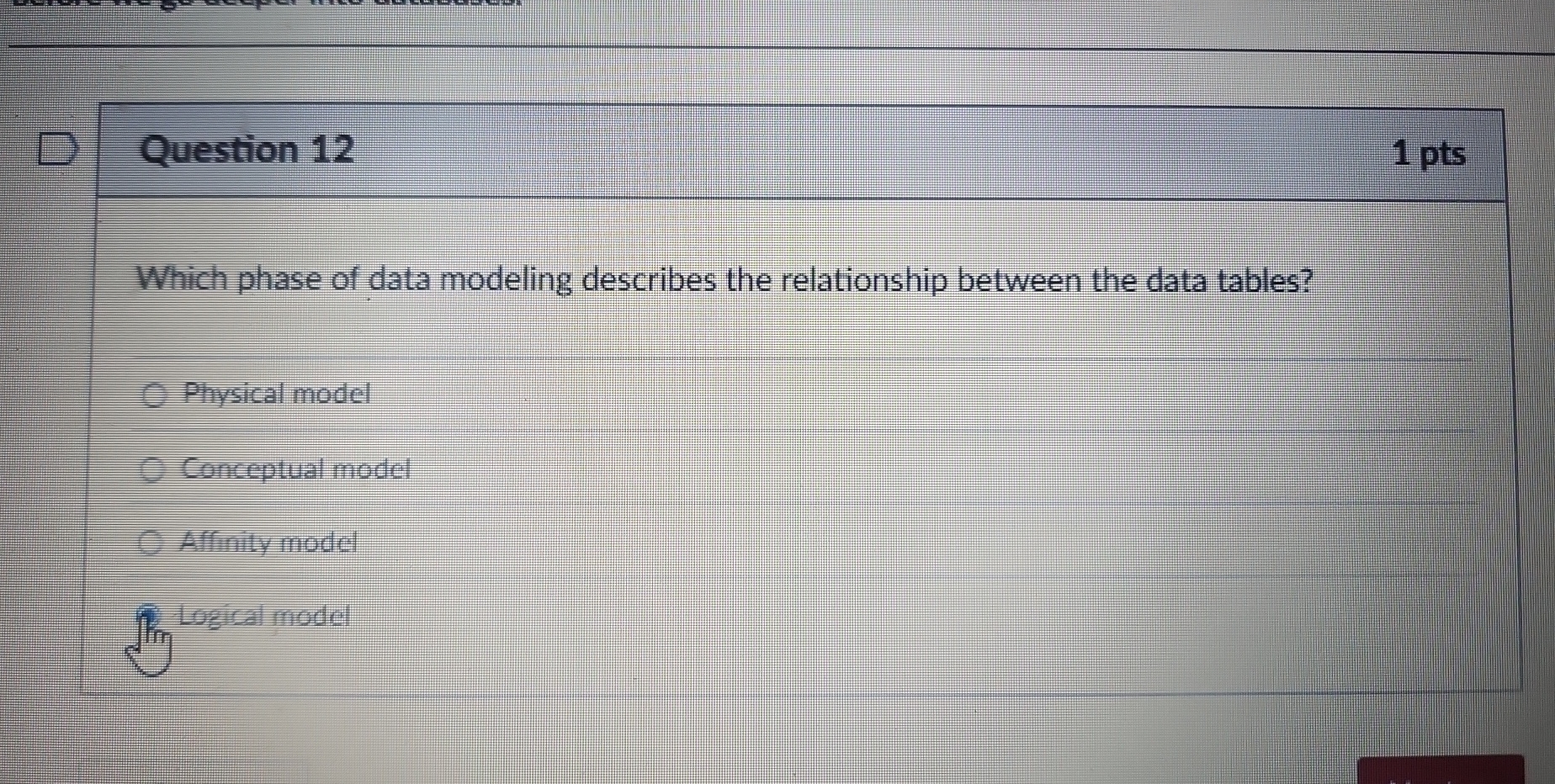 Solved Question 12Which phase of data modeling describes the | Chegg.com