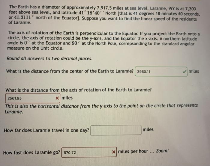 Solved The Earth has a diameter of approximately 7,917.5 | Chegg.com