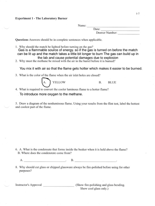 Solved Experiment 1 - The Laboratory Burner Name: Date: | Chegg.com