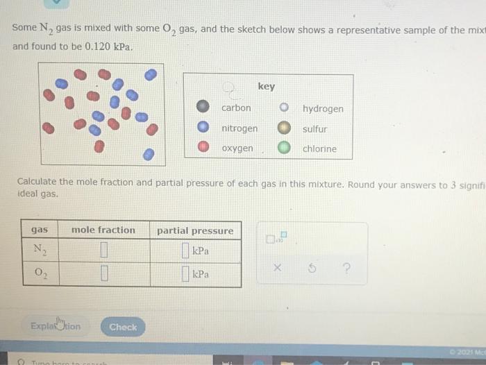 Solved some n2 gas mixed with some o2 gas, and the sketch