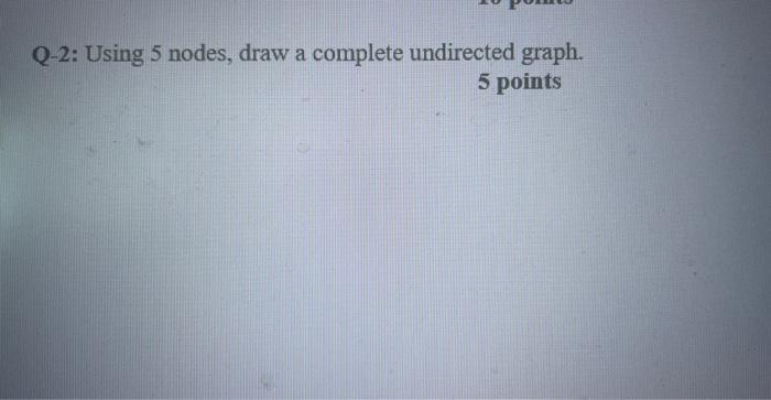 Solved Q-2: Using 5 nodes, draw a complete undirected graph. | Chegg.com