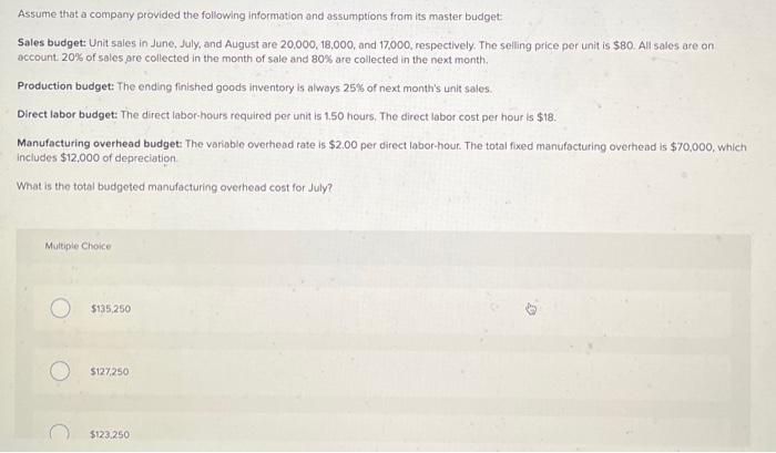 Solved Assume that a company provided the following | Chegg.com