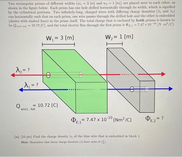 Solved Two rectangular prisms of different widths (w = 3 [m] | Chegg.com