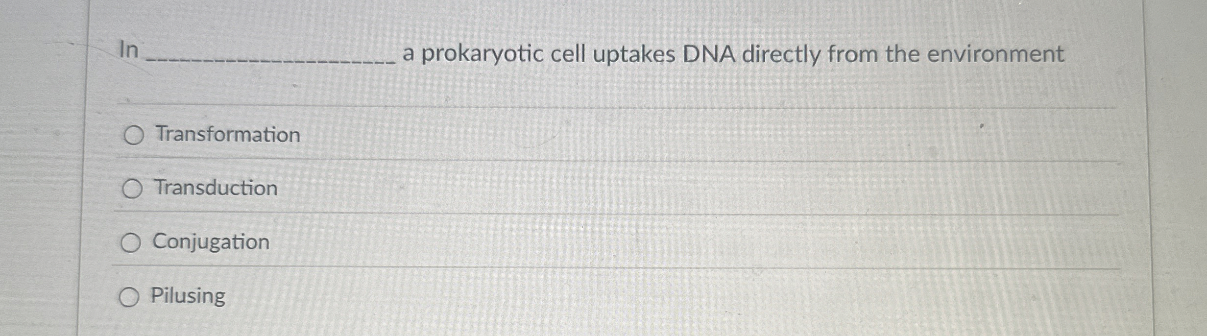 Solved In a prokaryotic cell uptakes DNA directly from the | Chegg.com