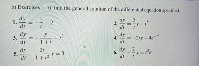 Solved + 2 2. In Exercises 1-6, find the general solution of | Chegg.com