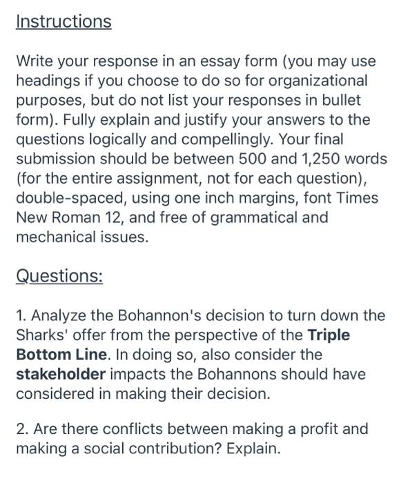 Solved Instructions Write your response in an essay form | Chegg.com