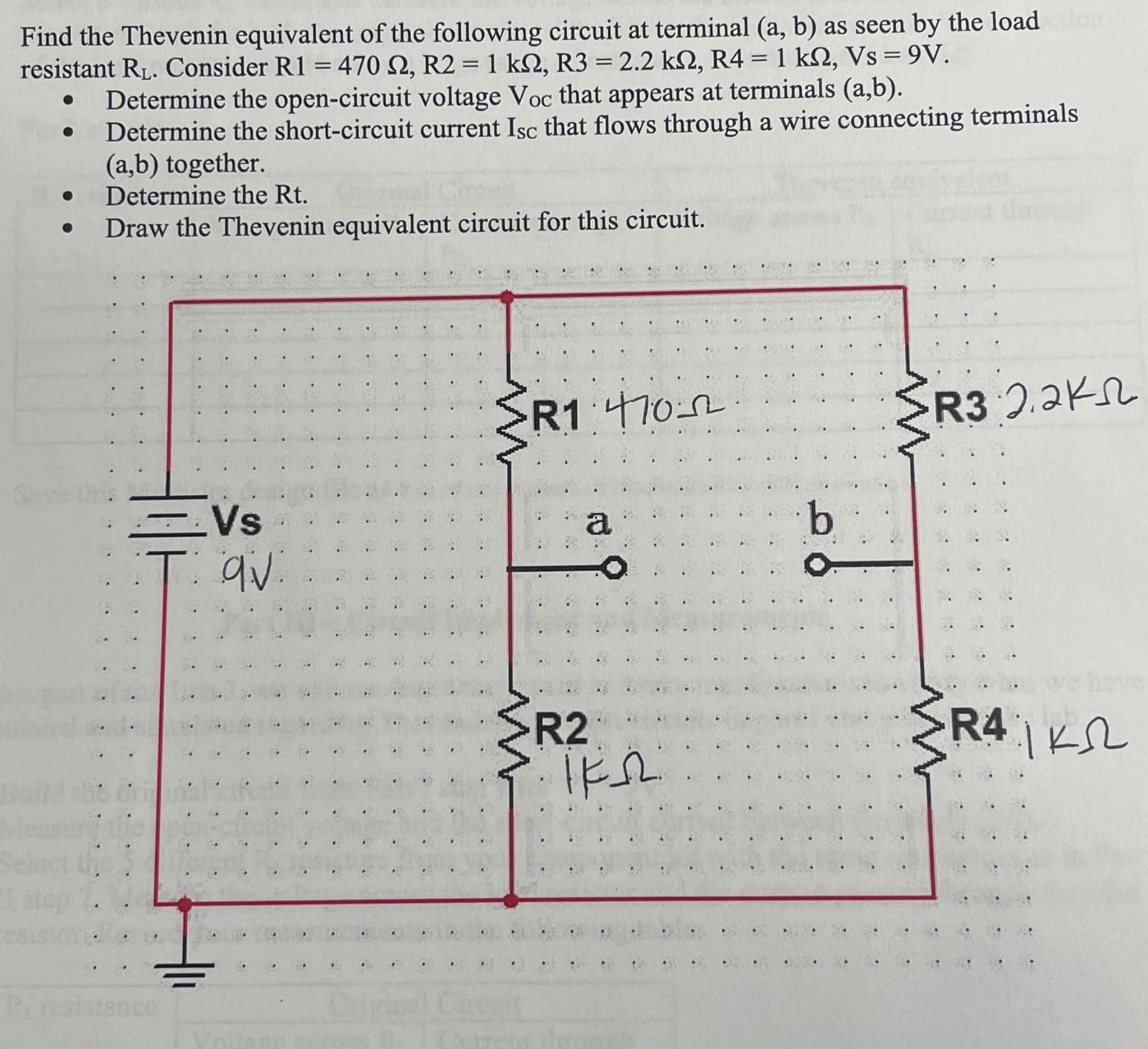Solved Find the Thevenin equivalent of the following circuit | Chegg.com