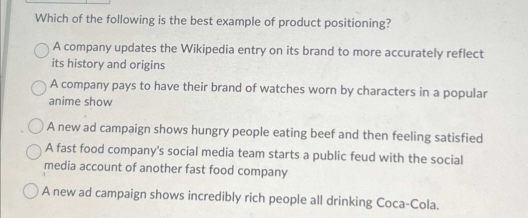 Solved Which of the following is the best example of product | Chegg.com