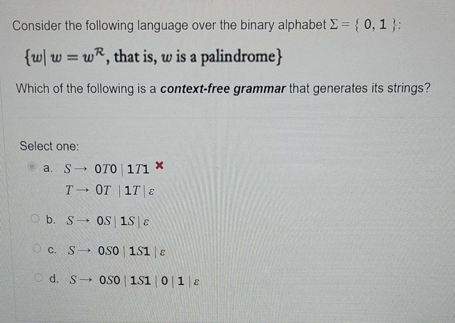 Solved Consider the following language over the binary | Chegg.com