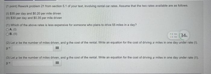 Solved (1 point) Rework problem 21 from section 5.1 of your | Chegg.com