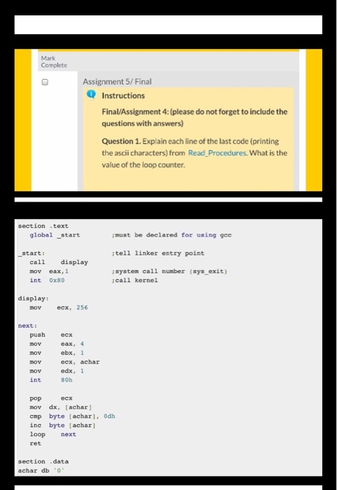 Solved Mark Complete Assignment 5/ Final Instructions | Chegg.com