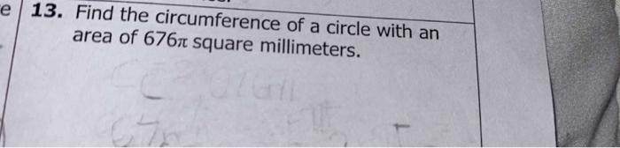 circumference of a circle with an area of 196pi square units