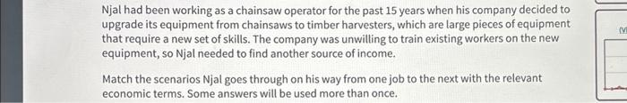 Solved Njal had been working as a chainsaw operator for the | Chegg.com