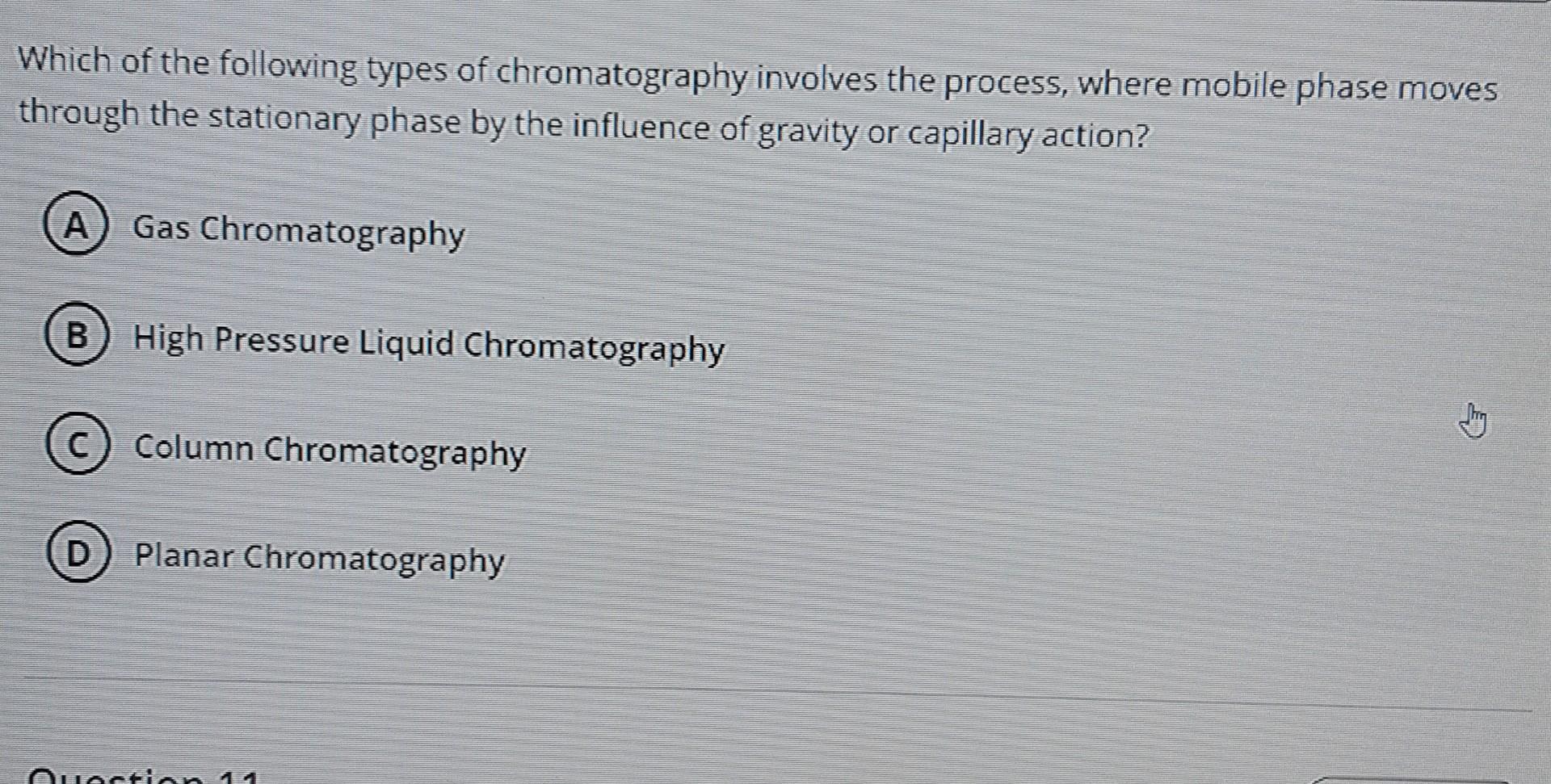 Solved Which of the following types of chromatography