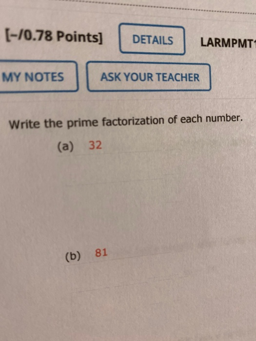 Solved Write The Prime Factorization Of Each Number As A | Chegg.com