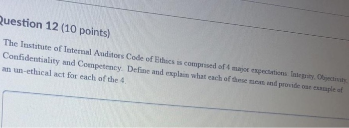 Solved Question 12 10 Points The Institute Of Internal Chegg Com