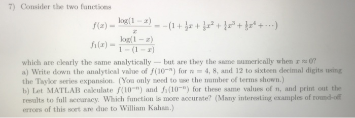 Solved 7) Consider the two functions != -(1+30 + 322 +*23 + | Chegg.com