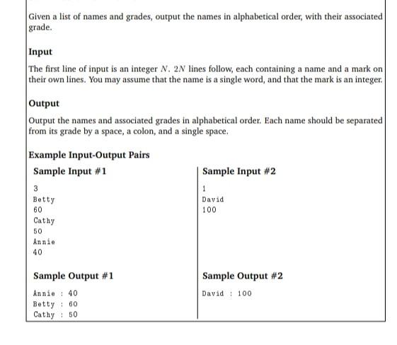 Solved Given a list of names and grades, output the names in | Chegg.com