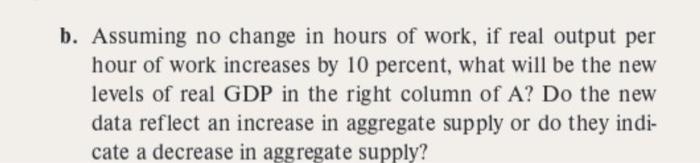 Solved B. Assuming No Change In Hours Of Work, If Real | Chegg.com