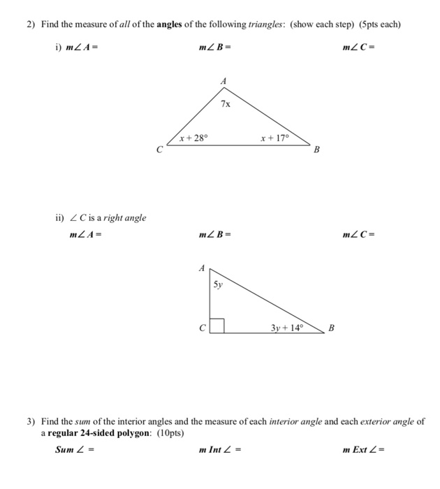 Solved 2 Find The Measure Of All Of The Angles Of The Fo