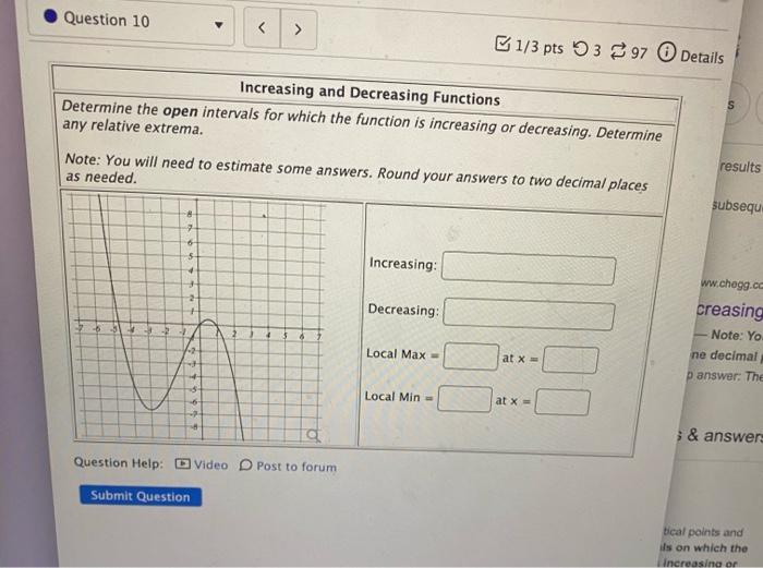 Solved Increasing and Decreasing Functions Determine the | Chegg.com