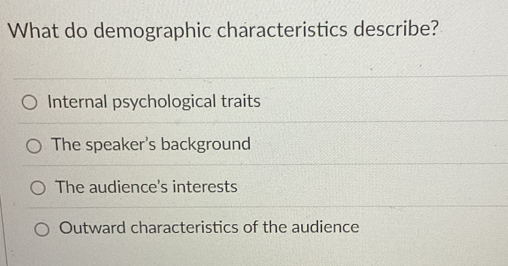 Solved What Do Demographic Characteristics Describe Internal Chegg Com