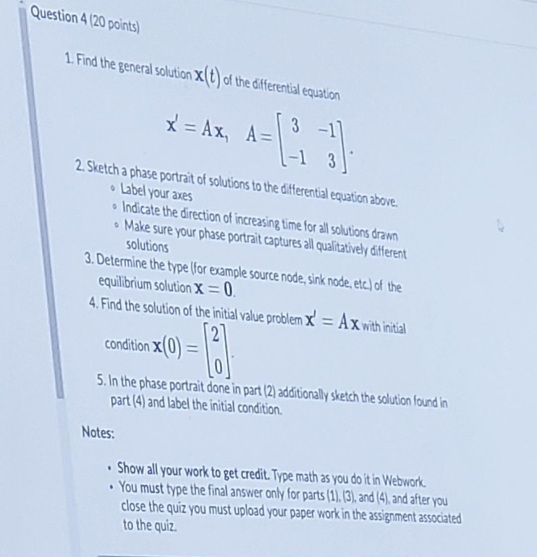 Solved Question 4 (20 points) 1. Find the general solution | Chegg.com