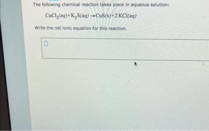 Solved The following chemical reaction takes place in | Chegg.com