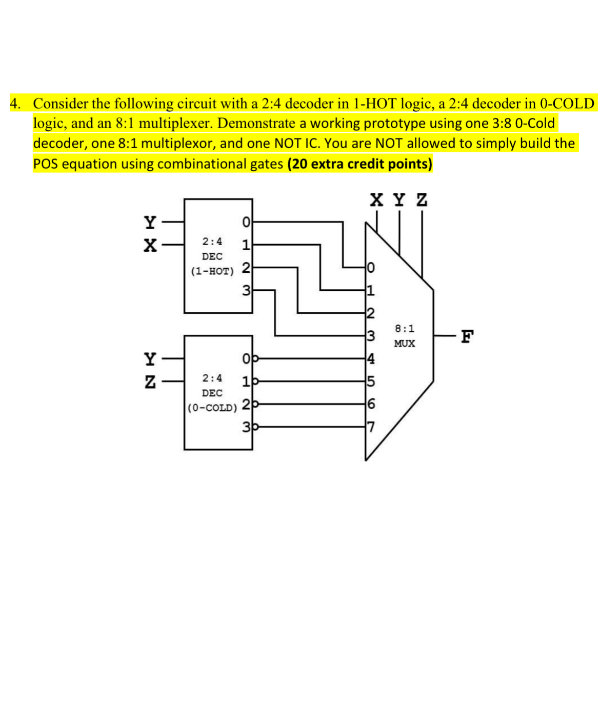 [Solved] Consider the following circuit with a 24 decoder
