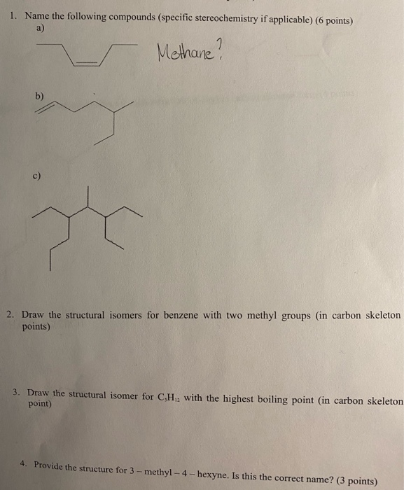 Solved 1. Name The Following Compounds (specific Stereoch