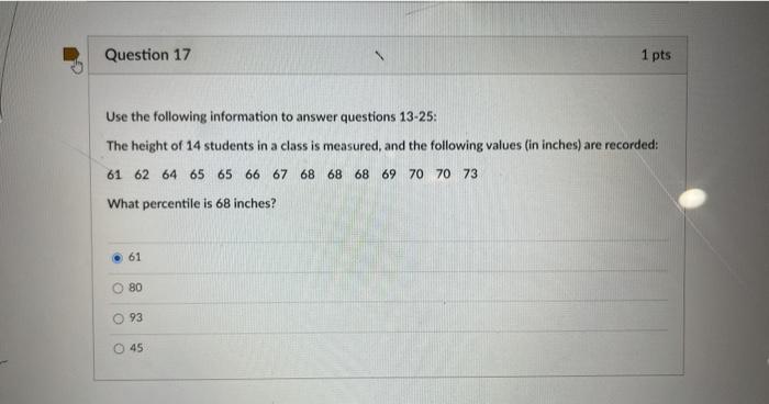 Solved Question 17 1 pts Use the following information to | Chegg.com