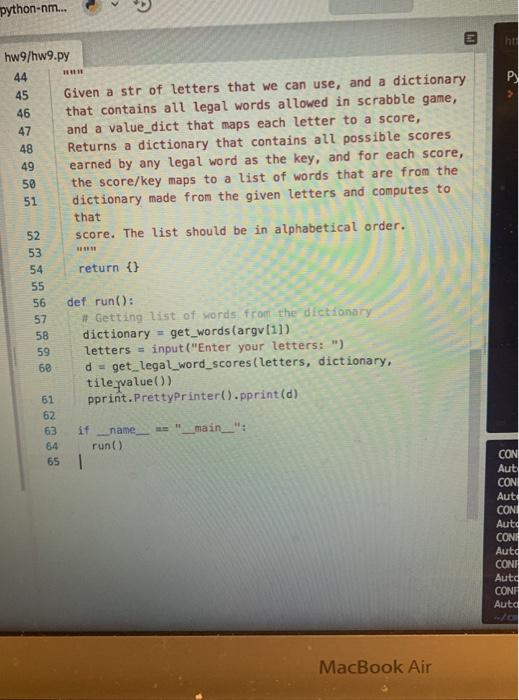 : hw9/hw9.py 1 from sys import argv 2 import pprint 3 | Chegg.com